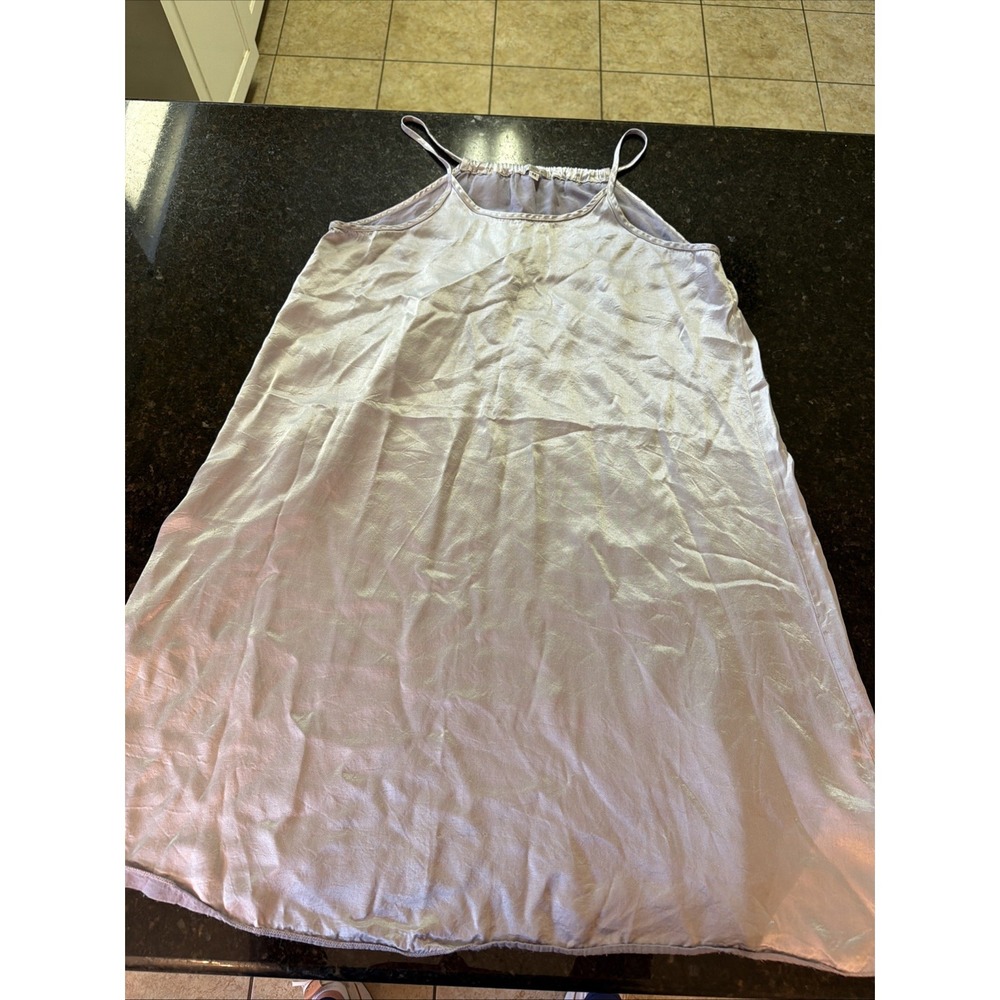 PJ Harlow Gray Silver Satin Ruby Chemise Gown Sz Med Soft Lightweight Pajamas